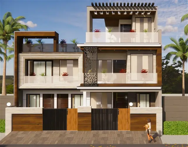Twin house elevation design — Anuda, Jaipur