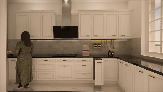 White modular kitchen — Anuda, Jaipur