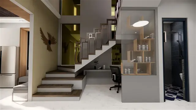 Staircase & study corner — Anuda, Jaipur