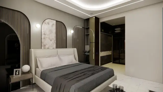 Bedroom with arch panelling — Anuda, Jaipur