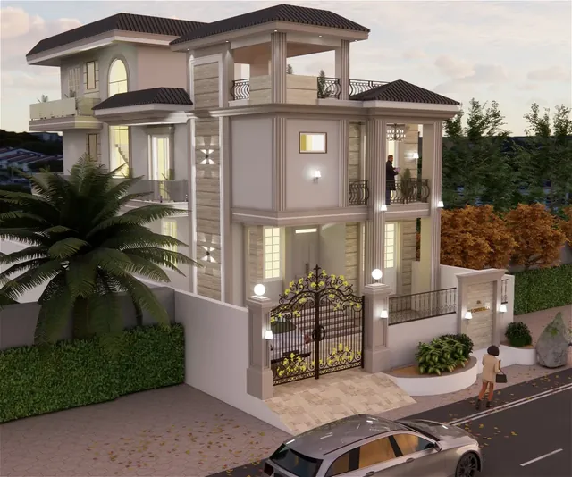 Ajay Villa – Anuda Architect ka 3D elevation design